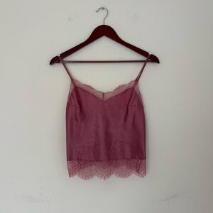 Victoria's Secret silk lace trim pajama top - XS